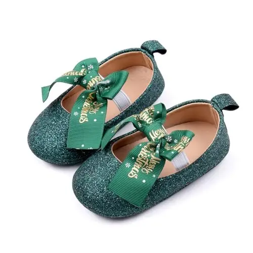SABATUTU Infant Baby Girls Princess Wedding Dress Mary Jane Flats,Toddler Soft Sole Prewalker Sparkly Lightweight Shoes - 4