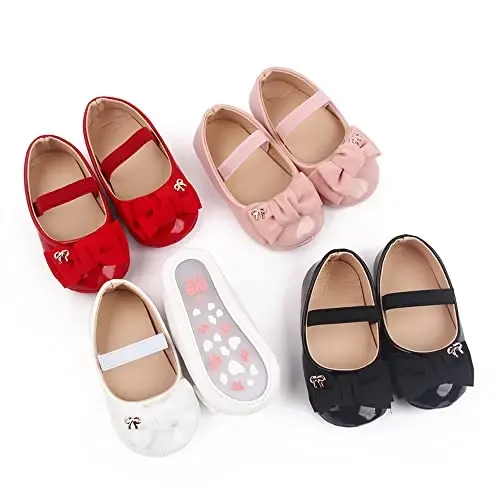 SABATUTU Infant Baby Girls Princess Wedding Dress Mary Jane Flats,Toddler Soft Sole Prewalker Sparkly Lightweight Shoes - 6