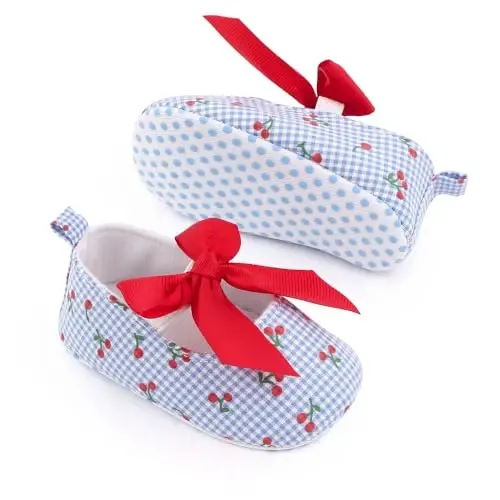 SABATUTU Infant Baby Girls Princess Wedding Dress Mary Jane Flats,Toddler Soft Sole Prewalker Sparkly Lightweight Shoes - 5