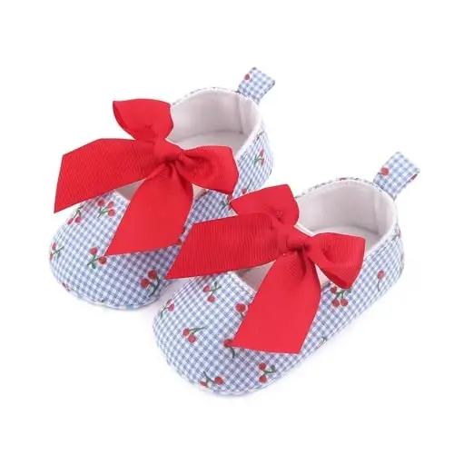 SABATUTU Infant Baby Girls Princess Wedding Dress Mary Jane Flats,Toddler Soft Sole Prewalker Sparkly Lightweight Shoes - 1