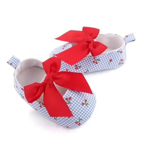 SABATUTU Infant Baby Girls Princess Wedding Dress Mary Jane Flats,Toddler Soft Sole Prewalker Sparkly Lightweight Shoes - 4