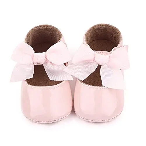SABATUTU Infant Baby Girls Princess Wedding Dress Mary Jane Flats,Toddler Soft Sole Prewalker Sparkly Lightweight Shoes - 4