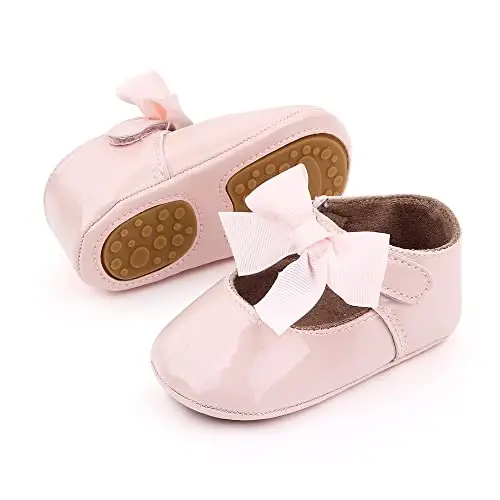 SABATUTU Infant Baby Girls Princess Wedding Dress Mary Jane Flats,Toddler Soft Sole Prewalker Sparkly Lightweight Shoes - 1