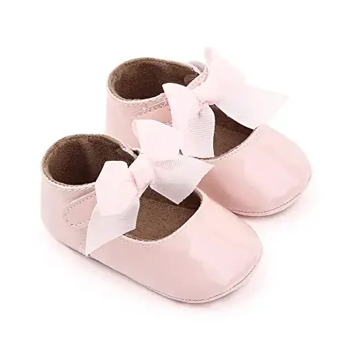 SABATUTU Infant Baby Girls Princess Wedding Dress Mary Jane Flats,Toddler Soft Sole Prewalker Sparkly Lightweight Shoes - SABATUTU (1)
