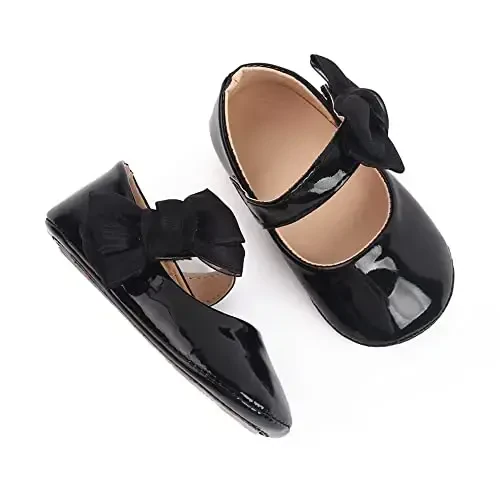 SABATUTU Infant Baby Girls Princess Wedding Dress Mary Jane Flats,Toddler Soft Sole Prewalker Sparkly Lightweight Shoes - 2