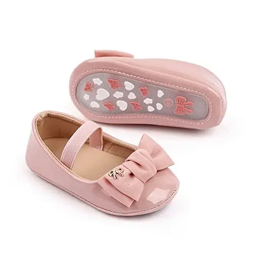 SABATUTU Infant Baby Girls Princess Wedding Dress Mary Jane Flats,Toddler Soft Sole Prewalker Sparkly Lightweight Shoes - 4