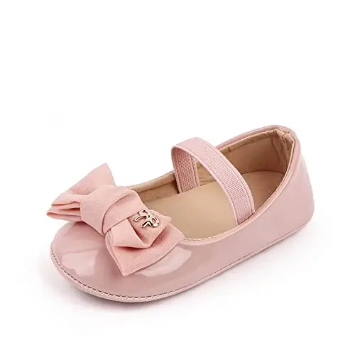 SABATUTU Infant Baby Girls Princess Wedding Dress Mary Jane Flats,Toddler Soft Sole Prewalker Sparkly Lightweight Shoes - 1
