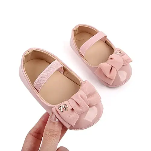 SABATUTU Infant Baby Girls Princess Wedding Dress Mary Jane Flats,Toddler Soft Sole Prewalker Sparkly Lightweight Shoes - 2