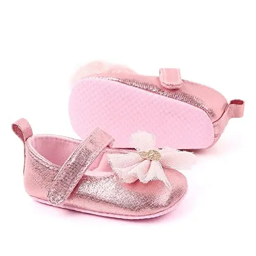 SABATUTU Infant Baby Girls Princess Wedding Dress Mary Jane Flats,Toddler Soft Sole Prewalker Sparkly Lightweight Shoes - 5