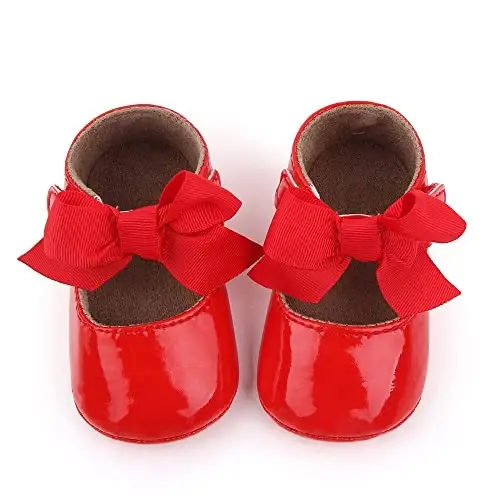 SABATUTU Infant Baby Girls Princess Wedding Dress Mary Jane Flats,Toddler Soft Sole Prewalker Sparkly Lightweight Shoes - 4