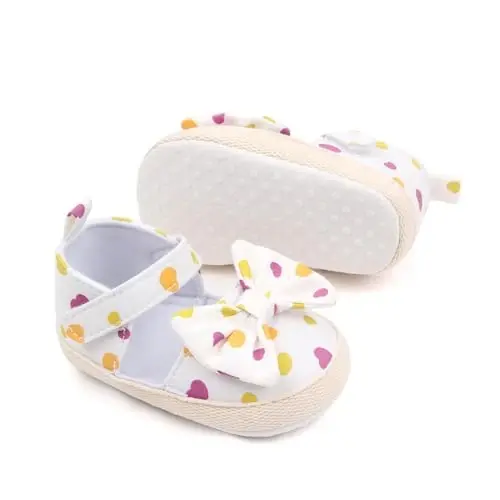 SABATUTU Infant Baby Girls Princess Wedding Dress Mary Jane Flats,Toddler Soft Sole Prewalker Sparkly Lightweight Shoes - 4