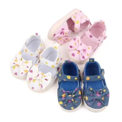 SABATUTU Infant Baby Girls Princess Wedding Dress Mary Jane Flats,Toddler Soft Sole Prewalker Sparkly Lightweight Shoes - 6