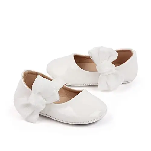 SABATUTU Infant Baby Girls Princess Wedding Dress Mary Jane Flats,Toddler Soft Sole Prewalker Sparkly Lightweight Shoes - 2