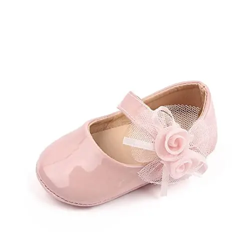 SABATUTU Infant Baby Girls Princess Wedding Dress Mary Jane Flats,Toddler Soft Sole Prewalker Sparkly Lightweight Shoes - 1