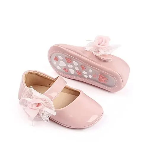 SABATUTU Infant Baby Girls Princess Wedding Dress Mary Jane Flats,Toddler Soft Sole Prewalker Sparkly Lightweight Shoes - SABATUTU (1)