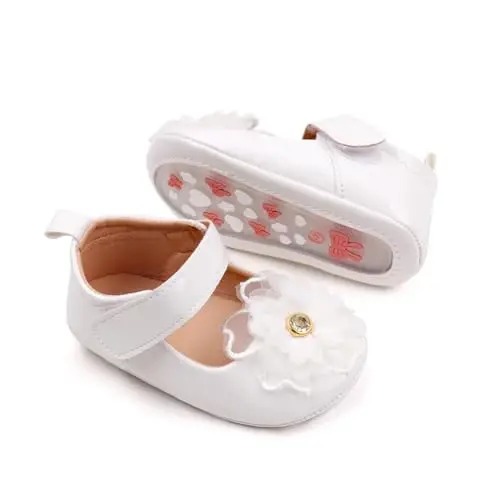 SABATUTU Infant Baby Girls Princess Wedding Dress Mary Jane Flats,Toddler Soft Sole Prewalker Sparkly Lightweight Shoes - 4