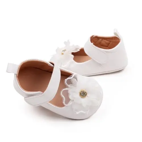 SABATUTU Infant Baby Girls Princess Wedding Dress Mary Jane Flats,Toddler Soft Sole Prewalker Sparkly Lightweight Shoes - 5