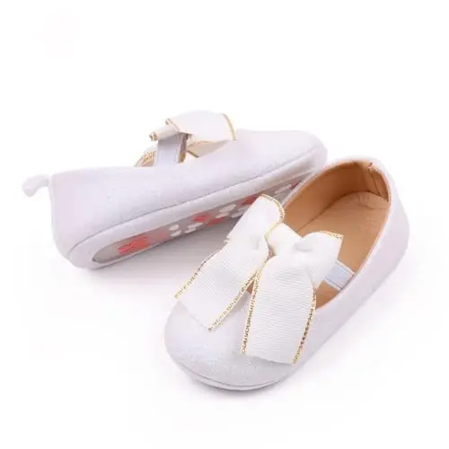 SABATUTU Infant Baby Girls Princess Wedding Dress Mary Jane Flats,Toddler Soft Sole Prewalker Sparkly Lightweight Shoes 