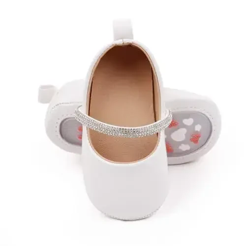 SABATUTU Infant Baby Girls Princess Wedding Dress Mary Jane Flats,Toddler Soft Sole Prewalker Sparkly Lightweight Shoes 