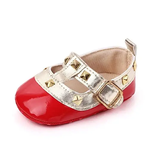 SABATUTU Infant Baby Girls Princess Wedding Dress Mary Jane Flats,Toddler Soft Sole Prewalker Sparkly Lightweight Shoes 