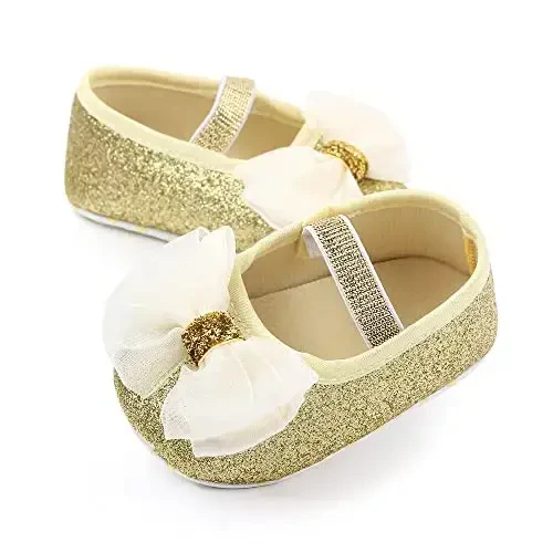 SABATUTU Infant Baby Girls Princess Wedding Dress Mary Jane Flats,Toddler Soft Sole Prewalker Sparkly Lightweight Shoes - SABATUTU (1)