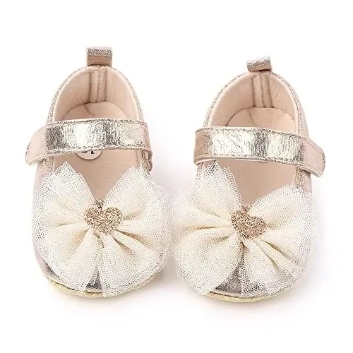 SABATUTU Infant Baby Girls Princess Wedding Dress Mary Jane Flats,Toddler Soft Sole Prewalker Sparkly Lightweight Shoes - 4