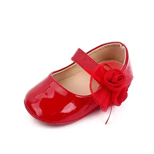 SABATUTU Infant Baby Girls Princess Wedding Dress Mary Jane Flats,Toddler Soft Sole Prewalker Sparkly Lightweight Shoes 