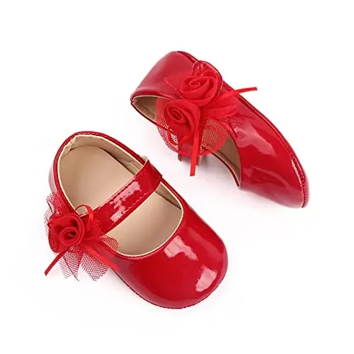 SABATUTU Infant Baby Girls Princess Wedding Dress Mary Jane Flats,Toddler Soft Sole Prewalker Sparkly Lightweight Shoes - SABATUTU (1)