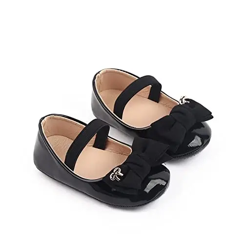 SABATUTU Infant Baby Girls Princess Wedding Dress Mary Jane Flats,Toddler Soft Sole Prewalker Sparkly Lightweight Shoes - 4