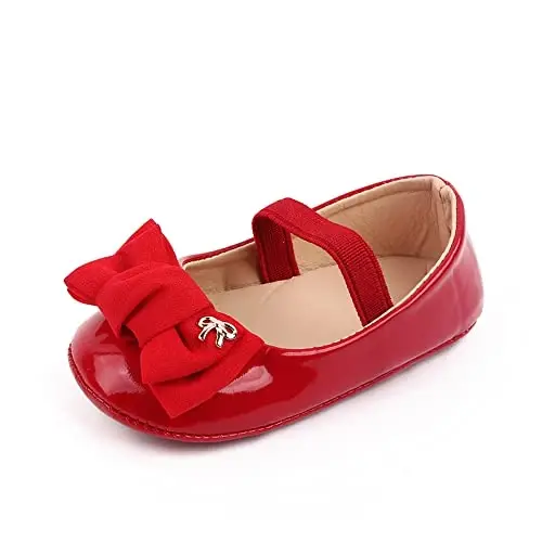 SABATUTU Infant Baby Girls Princess Wedding Dress Mary Jane Flats,Toddler Soft Sole Prewalker Sparkly Lightweight Shoes - 1