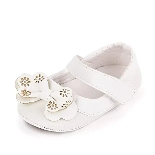 SABATUTU Infant Baby Girls Princess Wedding Dress Mary Jane Flats,Toddler Soft Sole Prewalker Sparkly Lightweight Shoes 