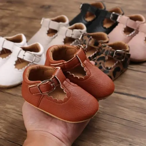 SABATUTU Infant Baby Girls Princess Wedding Dress Mary Jane Flats,Toddler Soft Sole Prewalker Sparkly Lightweight Shoes - 6