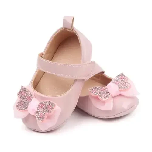 SABATUTU Infant Baby Girls Princess Wedding Dress Mary Jane Flats,Toddler Soft Sole Prewalker Sparkly Lightweight Shoes 