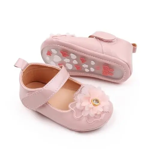 SABATUTU Infant Baby Girls Princess Wedding Dress Mary Jane Flats,Toddler Soft Sole Prewalker Sparkly Lightweight Shoes - 5