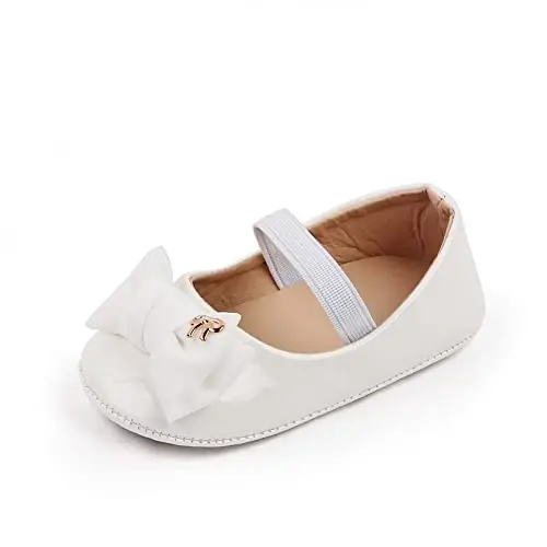 SABATUTU Infant Baby Girls Princess Wedding Dress Mary Jane Flats,Toddler Soft Sole Prewalker Sparkly Lightweight Shoes - 1