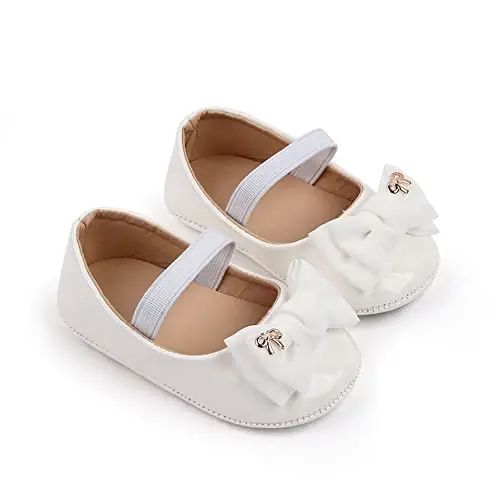 SABATUTU Infant Baby Girls Princess Wedding Dress Mary Jane Flats,Toddler Soft Sole Prewalker Sparkly Lightweight Shoes - SABATUTU (1)