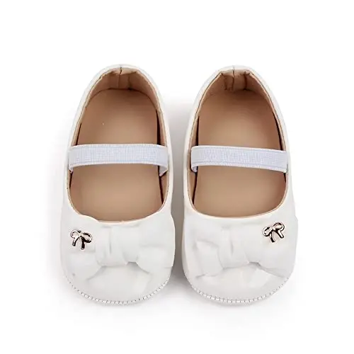 SABATUTU Infant Baby Girls Princess Wedding Dress Mary Jane Flats,Toddler Soft Sole Prewalker Sparkly Lightweight Shoes - 3