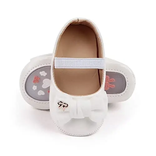 SABATUTU Infant Baby Girls Princess Wedding Dress Mary Jane Flats,Toddler Soft Sole Prewalker Sparkly Lightweight Shoes - 4