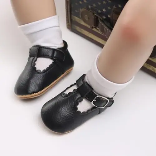 SABATUTU Infant Baby Girls Princess Wedding Dress Mary Jane Flats,Toddler Soft Sole Prewalker Sparkly Lightweight Shoes - 6