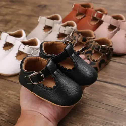 SABATUTU Infant Baby Girls Princess Wedding Dress Mary Jane Flats,Toddler Soft Sole Prewalker Sparkly Lightweight Shoes - 7