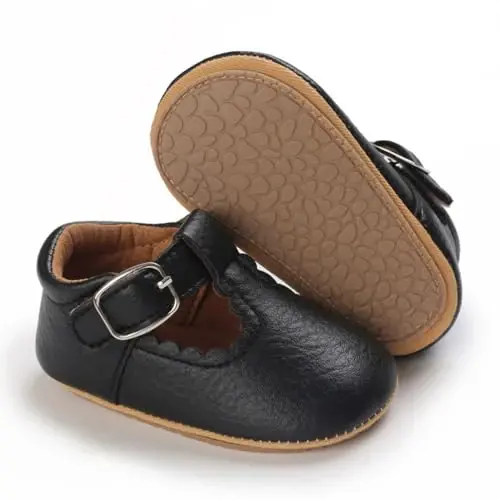 SABATUTU Infant Baby Girls Princess Wedding Dress Mary Jane Flats,Toddler Soft Sole Prewalker Sparkly Lightweight Shoes - 1