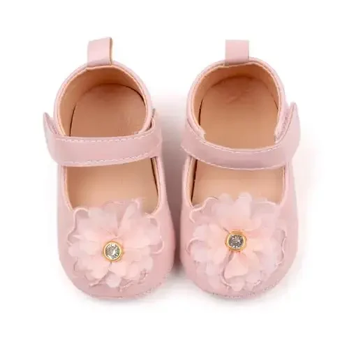 SABATUTU Infant Baby Girls Princess Wedding Dress Mary Jane Flats,Toddler Soft Sole Prewalker Sparkly Lightweight Shoes - 3
