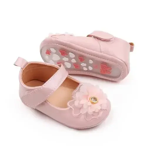 SABATUTU Infant Baby Girls Princess Wedding Dress Mary Jane Flats,Toddler Soft Sole Prewalker Sparkly Lightweight Shoes - 5