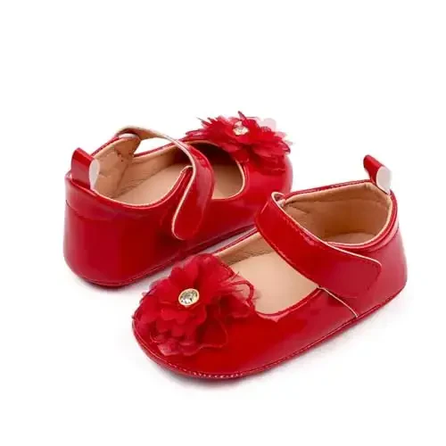 SABATUTU Infant Baby Girls Princess Wedding Dress Mary Jane Flats,Toddler Soft Sole Prewalker Sparkly Lightweight Shoes - 5