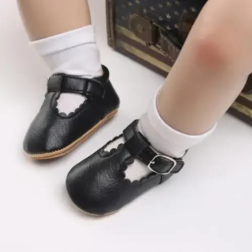 SABATUTU Infant Baby Girls Princess Wedding Dress Mary Jane Flats,Toddler Soft Sole Prewalker Sparkly Lightweight Shoes - 6