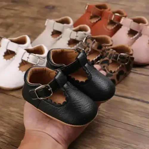 SABATUTU Infant Baby Girls Princess Wedding Dress Mary Jane Flats,Toddler Soft Sole Prewalker Sparkly Lightweight Shoes - 7