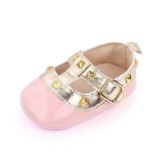 SABATUTU Infant Baby Girls Princess Wedding Dress Mary Jane Flats,Toddler Soft Sole Prewalker Sparkly Lightweight Shoes - 1