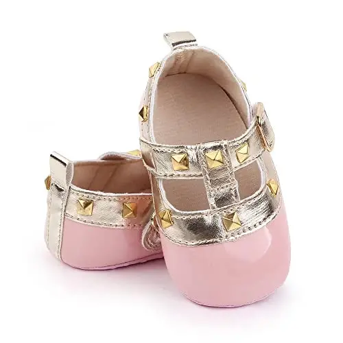 SABATUTU Infant Baby Girls Princess Wedding Dress Mary Jane Flats,Toddler Soft Sole Prewalker Sparkly Lightweight Shoes - 3
