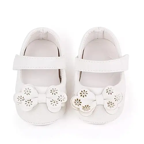 SABATUTU Infant Baby Girls Princess Wedding Dress Mary Jane Flats, Toddler Soft Sole Prewalker Sparkly Lightweight Shoes - 2