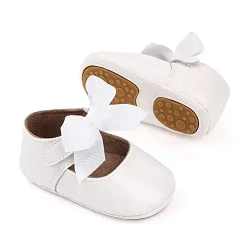 SABATUTU Infant Baby Girls Princess Wedding Dress Mary Jane Flats, Toddler Soft Sole Prewalker Sparkly Lightweight Shoes - 1